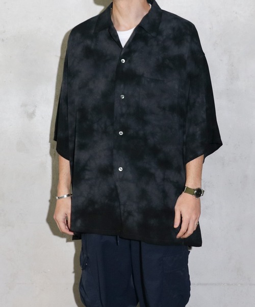 SUNNY SPORTS(サニースポーツ)の「SUNNY SPORTS / サニースポーツ TIE-DYE BOX SHIRTS タイダイ ボックスシルエット レーヨン半袖シャツ(シャツ/ブラウス・メンズ・ブラック/ベージュ・MEDIUM/LARGE/X-SMALL)」の4枚目の写真