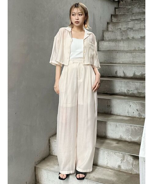 MURUA(ムルーア)の「【セット販売】シアーシャツ&シアーパンツセット(セットアップ・レディース・ブラウン/ブルー/ブラック/アイボリー・2/1)」の7枚目の写真