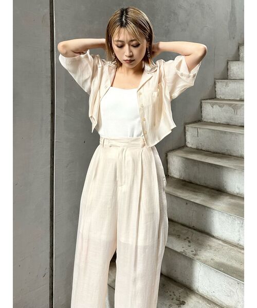 MURUA(ムルーア)の「【セット販売】シアーシャツ&シアーパンツセット(セットアップ・レディース・ブラウン/ブルー/ブラック/アイボリー・2/1)」の10枚目の写真