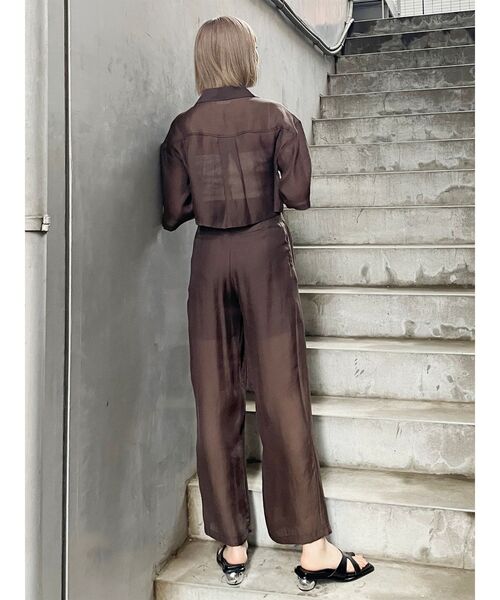 MURUA(ムルーア)の「【セット販売】シアーシャツ&シアーパンツセット(セットアップ・レディース・ブラウン/ブルー/ブラック/アイボリー・2/1)」の14枚目の写真