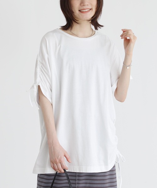 n'OrLABEL(ノアールレーベル)の「アシメドロストTシャツ(Tシャツ/カットソー・レディース・グリーン/ブラック/オフホワイト・FREE)」の1枚目の写真
