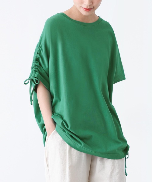 n'OrLABEL(ノアールレーベル)の「アシメドロストTシャツ(Tシャツ/カットソー・レディース・グリーン/ブラック/オフホワイト・FREE)」の3枚目の写真