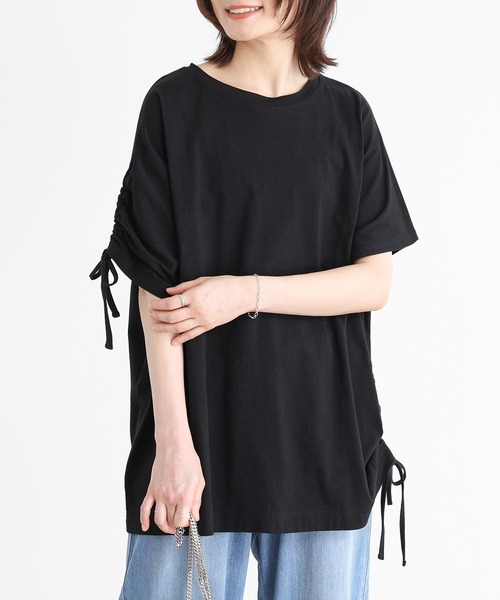 n'OrLABEL(ノアールレーベル)の「アシメドロストTシャツ(Tシャツ/カットソー・レディース・グリーン/ブラック/オフホワイト・FREE)」の2枚目の写真