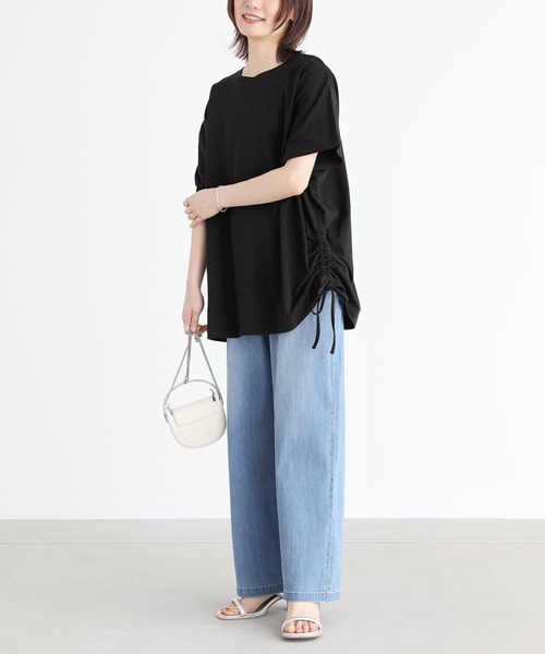 tシャツ ドロストアシメワンピース レディース ストライプ柄 アシメドロストワンピース レディース 送料無料