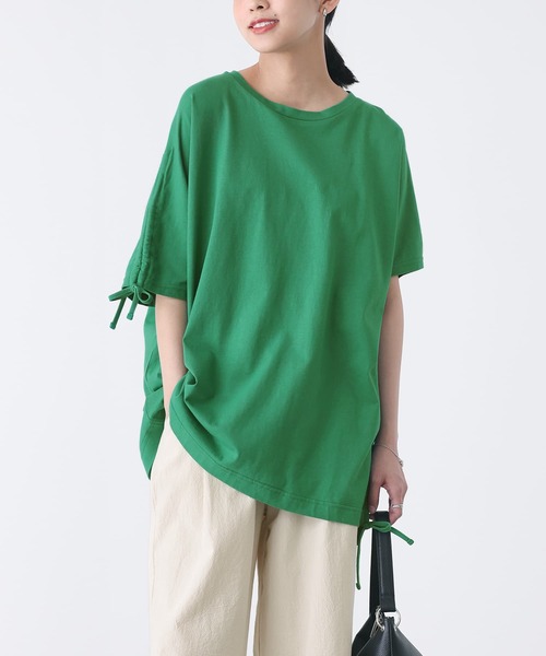 n'OrLABEL(ノアールレーベル)の「アシメドロストTシャツ(Tシャツ/カットソー・レディース・グリーン/ブラック/オフホワイト・FREE)」の4枚目の写真
