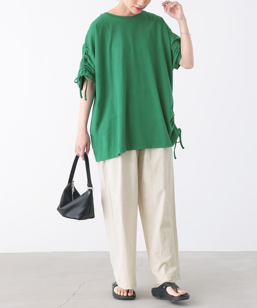 n'OrLABEL(ノアールレーベル)の「アシメドロストTシャツ(Tシャツ/カットソー・レディース・グリーン/ブラック/オフホワイト・FREE)」の6枚目の写真