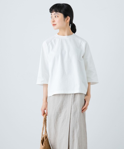 かぐれ（カグレ）の「5分袖ラグランカットソー（Tシャツ/カットソー・レディース・オフホワイト/ブルー系その他/ネイビー・FREE）」の10枚目の写真