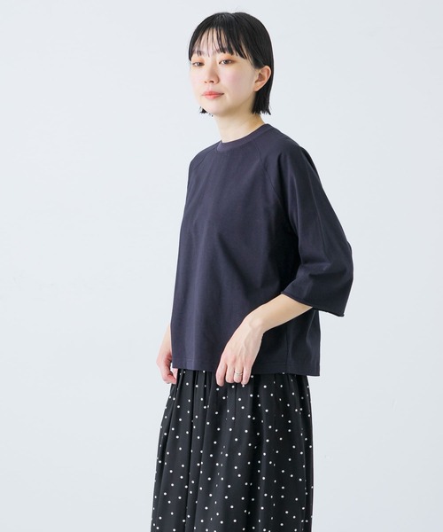 かぐれ（カグレ）の「5分袖ラグランカットソー（Tシャツ/カットソー・レディース・オフホワイト/ブルー系その他/ネイビー・FREE）」の20枚目の写真