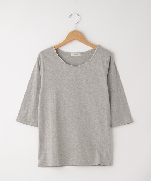 &Bridge(アンドブリッジ)の「POU DOU DOU(プードゥドゥ) 7分袖カットソー(Tシャツ/カットソー・レディース・オフホワイト/グレー/ブラック・02)」の1枚目の写真