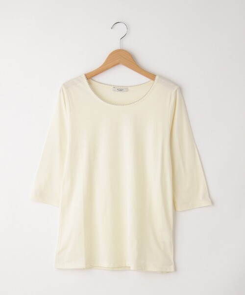 &Bridge(アンドブリッジ)の「POU DOU DOU(プードゥドゥ) 7分袖カットソー(Tシャツ/カットソー・レディース・オフホワイト/グレー/ブラック・02)」の2枚目の写真