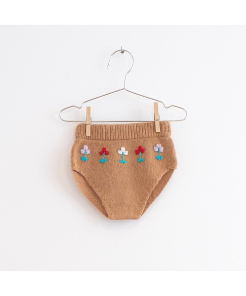 【FISH & KIDS】CAMEL PANTIE WITH EMBROIDERED FLOWERS/ブルマー（その他ベビーウェア）｜IN THE PARK（インザパーク）