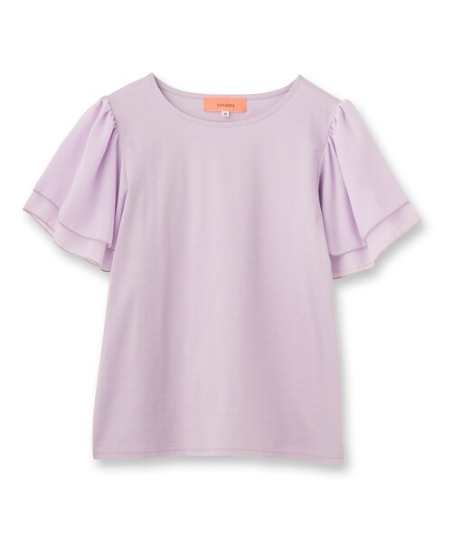 Sunauna(スーナウーナ)の「◆【接触冷感/日本製】シフォンスリーブカットソー(Tシャツ/カットソー・レディース・オフホワイト/ブラック/ブルー系その他/ライトパープル/グリーン系・40/38/36)」の7枚目の写真