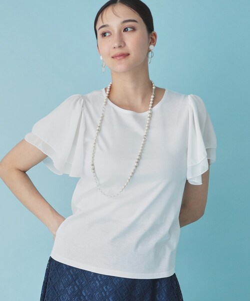 Sunauna(スーナウーナ)の「◆【接触冷感/日本製】シフォンスリーブカットソー(Tシャツ/カットソー・レディース・オフホワイト/ブラック/ブルー系その他/ライトパープル/グリーン系・40/38/36)」の15枚目の写真
