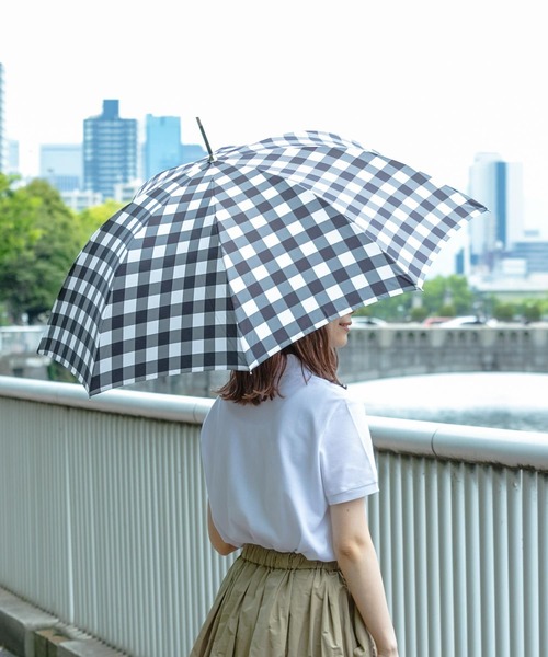 SMELLY（スメリー）の「【晴雨兼用】because　ギンガムチェックバンブー長傘（長傘・レディース・ブルー系その他/ブラック・FREE）」の16枚目の写真