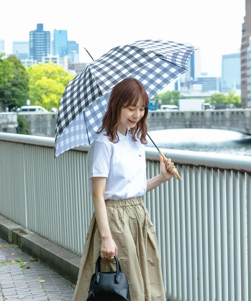 SMELLY（スメリー）の「【晴雨兼用】because　ギンガムチェックバンブー長傘（長傘・レディース・ブルー系その他/ブラック・FREE）」の19枚目の写真