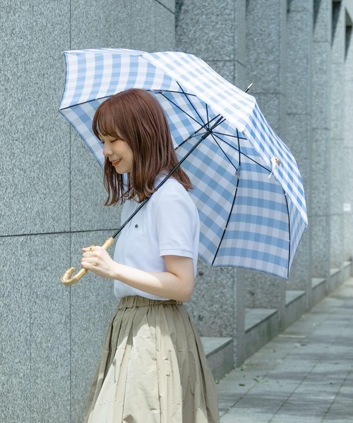 SMELLY（スメリー）の「【晴雨兼用】because　ギンガムチェックバンブー長傘（長傘・レディース・ブルー系その他/ブラック・FREE）」の12枚目の写真
