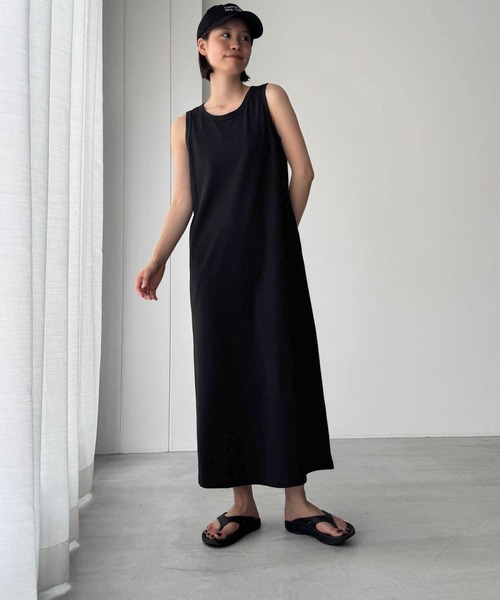 CANAL JEAN(キャナルジーン)の「El mar コットンビスコースタンクワンピース(ワンピース・レディース・ブラック/ベージュ・ONE SIZE)」の5枚目の写真