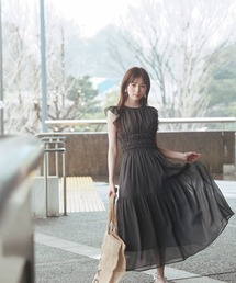 NATURAL BEAUTY グレー ロングワンピース 半袖 NATURAL BEAUTY BASIC｜ナチュラルビューティーベーシックの