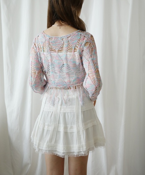 HOOK（フック）の「【HOOK】for girls サマーニット (SS)（Tシャツ/カットソー・レディース・ライトベージュ/ピンク/ブラック・S/L/M）」の21枚目の写真