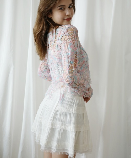 HOOK（フック）の「【HOOK】for girls サマーニット (SS)（Tシャツ/カットソー・レディース・ライトベージュ/ピンク/ブラック・S/L/M）」の22枚目の写真