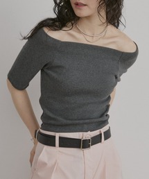 Aunt Marie's（アントマリーズ）の「カップ付きオフショルリブハーフスリーブトップス/カットソー（Tシャツ/カットソー）」
