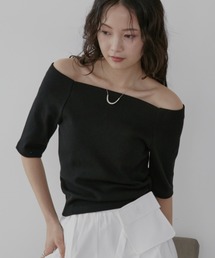 Aunt Marie's | カップ付きオフショルリブハーフスリーブトップス/カットソー(Tシャツ/カットソー)