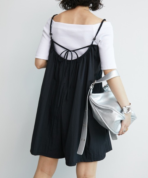 Aunt Marie's（アントマリーズ）の「カップ付きオフショルリブハーフスリーブトップス/カットソー（Tシャツ/カットソー・レディース・ネイビー/ホワイト/ライトグレー/ブラウン・FREE）」の6枚目の写真