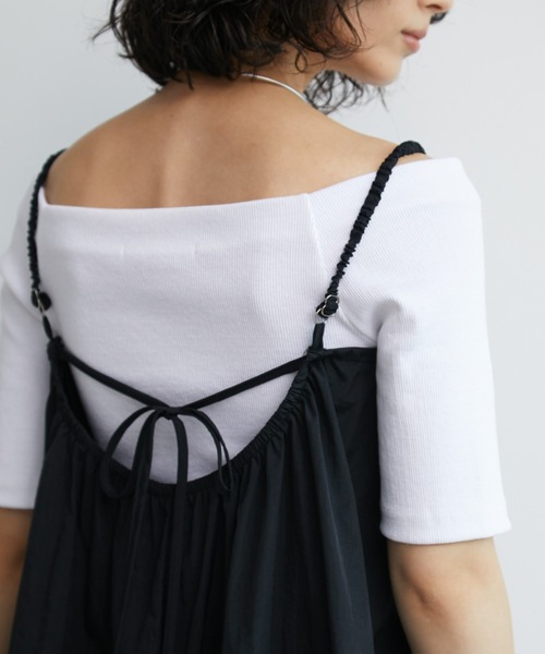 Aunt Marie's（アントマリーズ）の「カップ付きオフショルリブハーフスリーブトップス/カットソー（Tシャツ/カットソー・レディース・ネイビー/ホワイト/ライトグレー/ブラウン・FREE）」の16枚目の写真