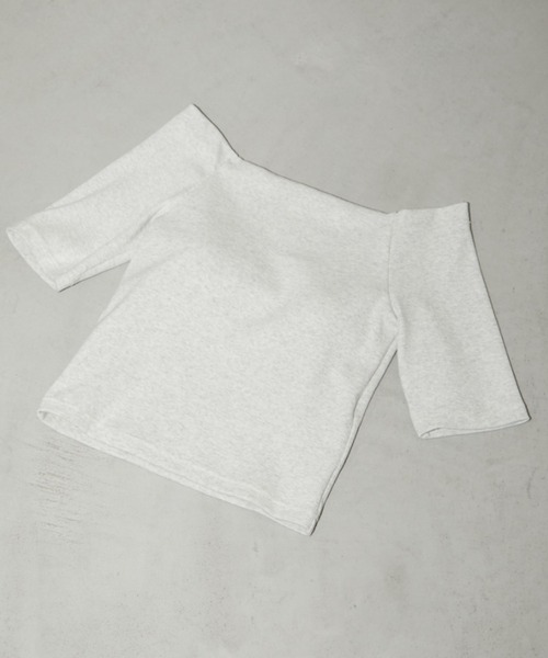 Aunt Marie's（アントマリーズ）の「カップ付きオフショルリブハーフスリーブトップス/カットソー（Tシャツ/カットソー・レディース・ネイビー/ホワイト/ライトグレー/ブラウン・FREE）」の7枚目の写真