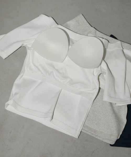 Aunt Marie's（アントマリーズ）の「カップ付きオフショルリブハーフスリーブトップス/カットソー（Tシャツ/カットソー・レディース・ネイビー/ホワイト/ライトグレー/ブラウン・FREE）」の11枚目の写真