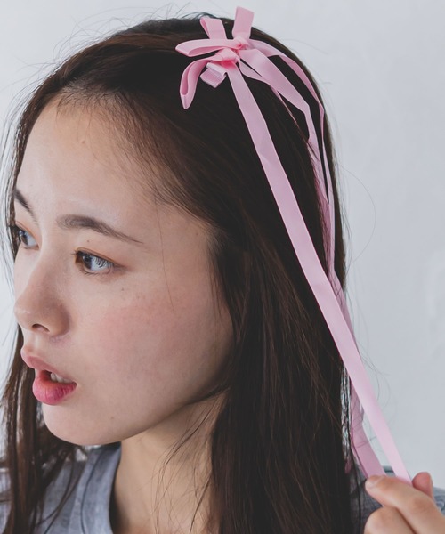 セール】リボン ロング ヘアクリップ アクセサリー（バレッタ