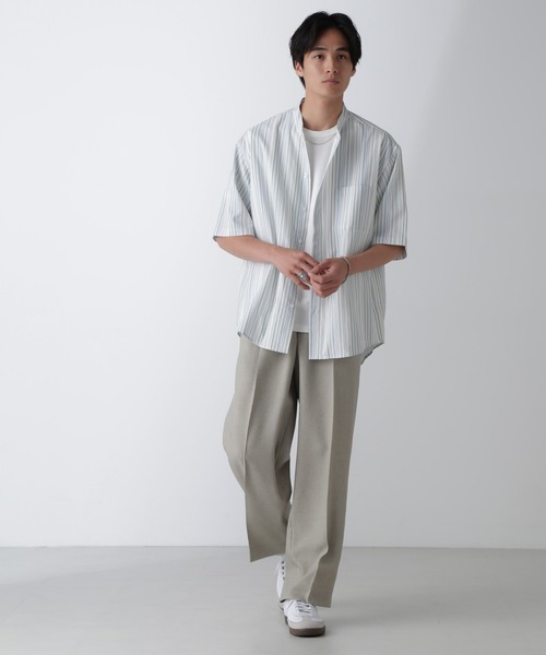 NANO universe(ナノユニバース)の「ランダムストライプシャツ 半袖(シャツ/ブラウス・メンズ・ネイビー/その他1/ブラック・L/M/S)」の14枚目の写真