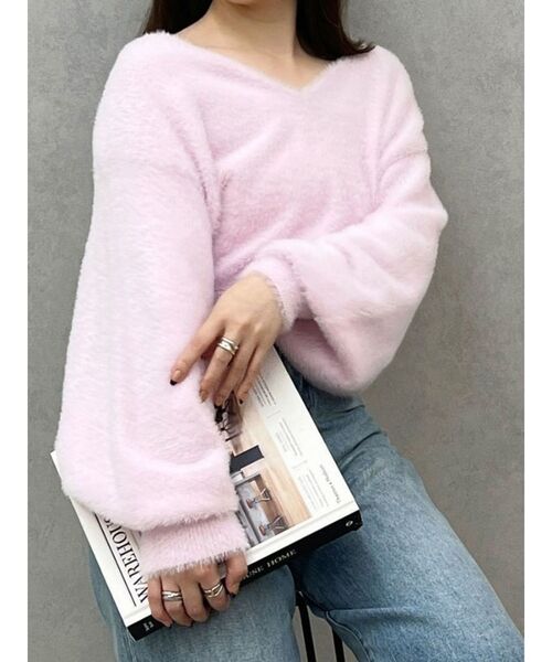 MERCURYDUO（マーキュリーデュオ）の「2WAYミニシャギーコンパクトニット（ニット/セーター・レディース・グレー/アイボリー/ピンク・FREE）」の8枚目の写真