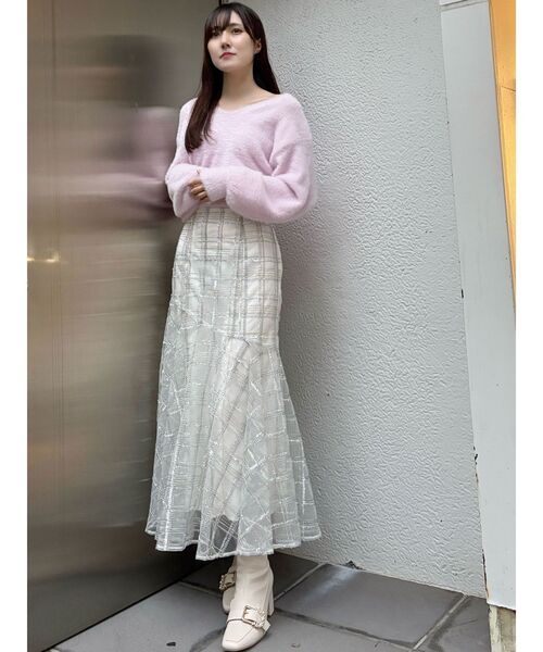 MERCURYDUO（マーキュリーデュオ）の「2WAYミニシャギーコンパクトニット（ニット/セーター・レディース・グレー/アイボリー/ピンク・FREE）」の14枚目の写真