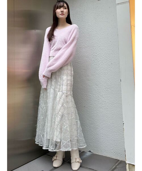 MERCURYDUO（マーキュリーデュオ）の「2WAYミニシャギーコンパクトニット（ニット/セーター・レディース・グレー/アイボリー/ピンク・FREE）」の15枚目の写真