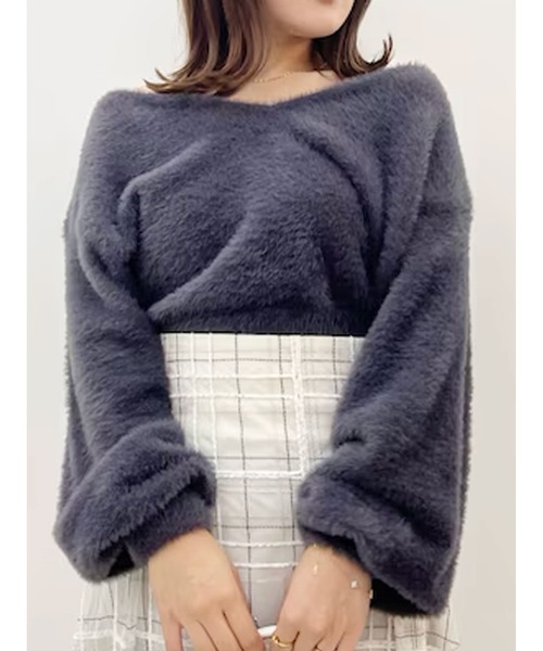 MERCURYDUO（マーキュリーデュオ）の「2WAYミニシャギーコンパクトニット（ニット/セーター・レディース・グレー/アイボリー/ピンク・FREE）」の3枚目の写真