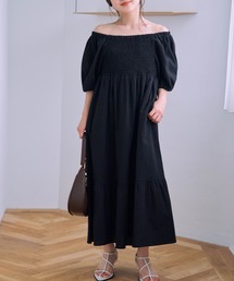 2wayショルダーシャーリングワンピース【低身長・小柄女性】