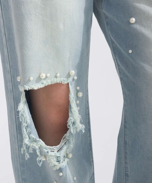 Lo-Fi(ローファイ)の「パール付きダメージデニムパンツ(デニムパンツ・レディース・ブルー・M/S/L)」の17枚目の写真