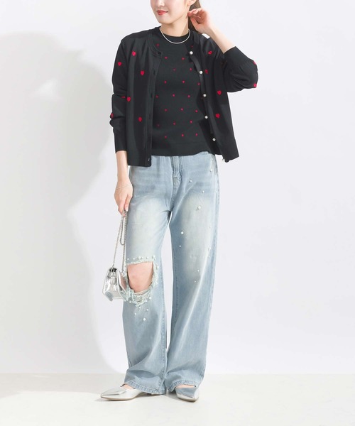 Lo-Fi(ローファイ)の「パール付きダメージデニムパンツ(デニムパンツ・レディース・ブルー・M/S/L)」の3枚目の写真
