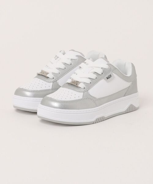 algy（アルジー）の「ALGY / 厚底 ホワイトスニーカー（スニーカー・キッズ・ブラック/ライトブルー/ホワイト/グリーン/ピンク/シルバー/サックスブルー・20.0cm/21.0cm/22.0cm/23.0cm/24.0cm）」の7枚目の写真