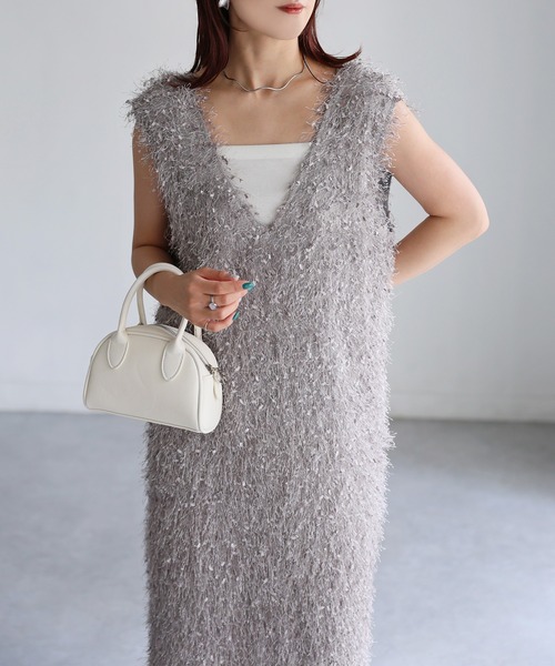 Riberry（リベリー）の「フェザーヤーンフリンジジャンスカワンピ（ジャンパースカート・レディース・ブラック/グレー・MEDIUM）」の9枚目の写真