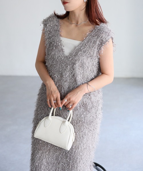 Riberry（リベリー）の「フェザーヤーンフリンジジャンスカワンピ（ジャンパースカート・レディース・ブラック/グレー・MEDIUM）」の11枚目の写真