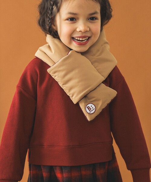 B:MING by BEAMS（ビーミングバイビームス）の「B:MING by BEAMS / 中綿 マフラー 2024FW（マフラー・キッズ・ベージュ/ブラック・ONE SIZE）」の3枚目の写真