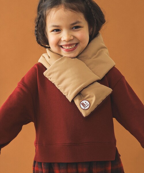 B:MING by BEAMS（ビーミングバイビームス）の「B:MING by BEAMS / 中綿 マフラー 2024FW（マフラー・キッズ・ベージュ/ブラック・ONE SIZE）」の4枚目の写真