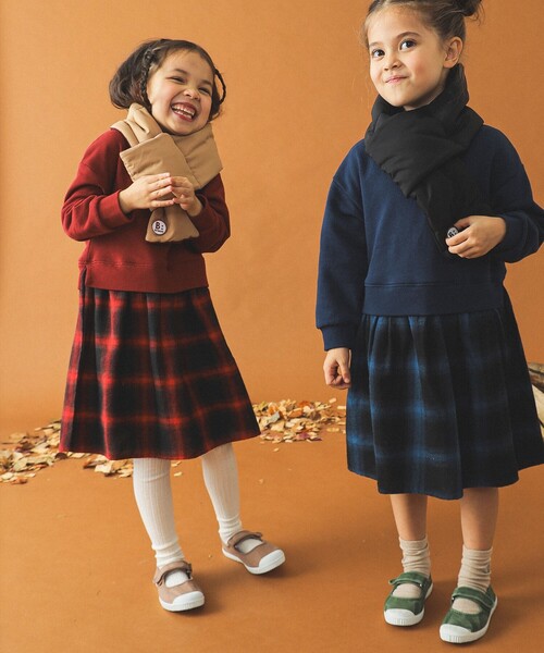 B:MING by BEAMS（ビーミングバイビームス）の「B:MING by BEAMS / 中綿 マフラー 2024FW（マフラー・キッズ・ベージュ/ブラック・ONE SIZE）」の7枚目の写真