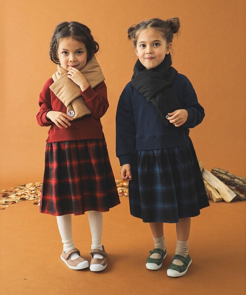 B:MING by BEAMS（ビーミングバイビームス）の「B:MING by BEAMS / 中綿 マフラー 2024FW（マフラー・キッズ・ベージュ/ブラック・ONE SIZE）」の8枚目の写真