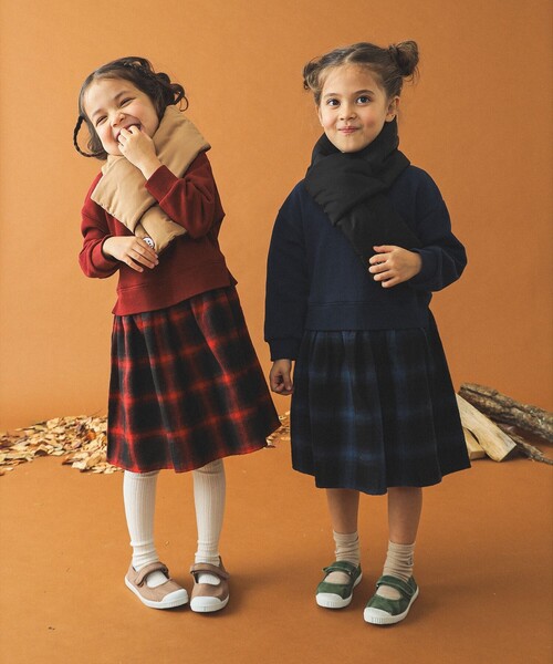 B:MING by BEAMS（ビーミングバイビームス）の「B:MING by BEAMS / 中綿 マフラー 2024FW（マフラー・キッズ・ベージュ/ブラック・ONE SIZE）」の9枚目の写真