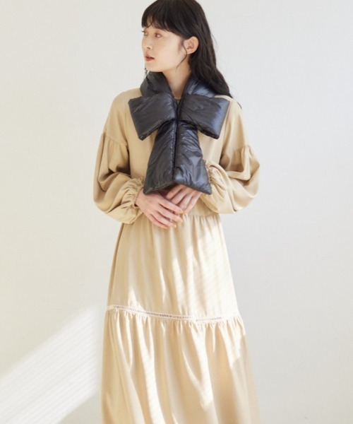 idem（イデム）の「パデットリボンティペット（マフラー・レディース・オフホワイト/ブラック・FREE）」の7枚目の写真