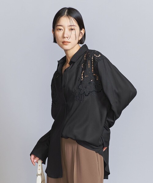 BEAUTY&YOUTH UNITED ARROWS（ビューティーアンドユースユナイテッドアローズ）の「セルロース エンブロイダリー シャツ（シャツ/ブラウス・レディース・オリーブ/ブラック・FREE）」の9枚目の写真