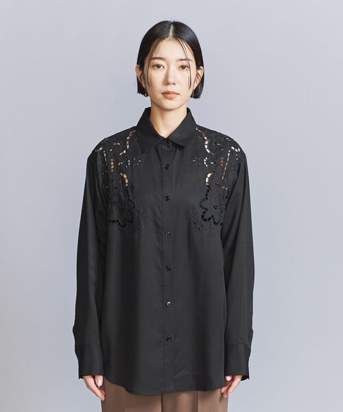 BEAUTY&YOUTH UNITED ARROWS（ビューティーアンドユースユナイテッドアローズ）の「セルロース エンブロイダリー シャツ（シャツ/ブラウス・レディース・オリーブ/ブラック・FREE）」の4枚目の写真